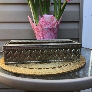 2/ $18 
Braided Silver Metal Flat Tissue Box 2002